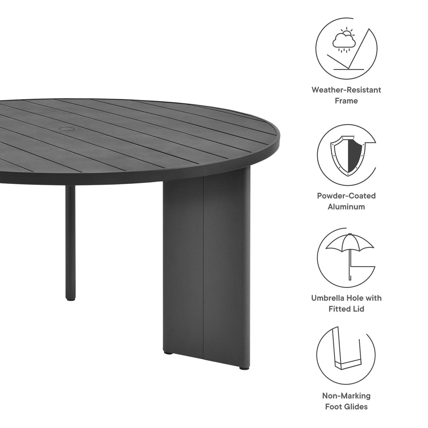 Tahoe Round Outdoor Patio Aluminum Dining Table by Modway FredCo