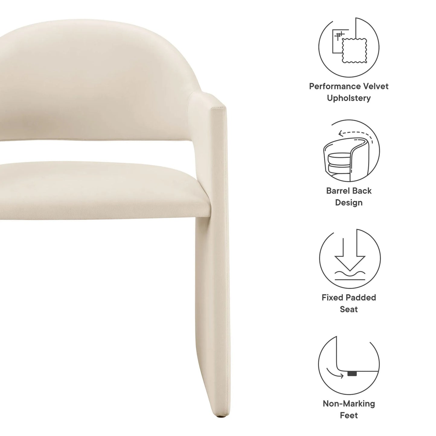 Talia Performance Velvet Dining Armchair by Modway EEI-7081 FredCo