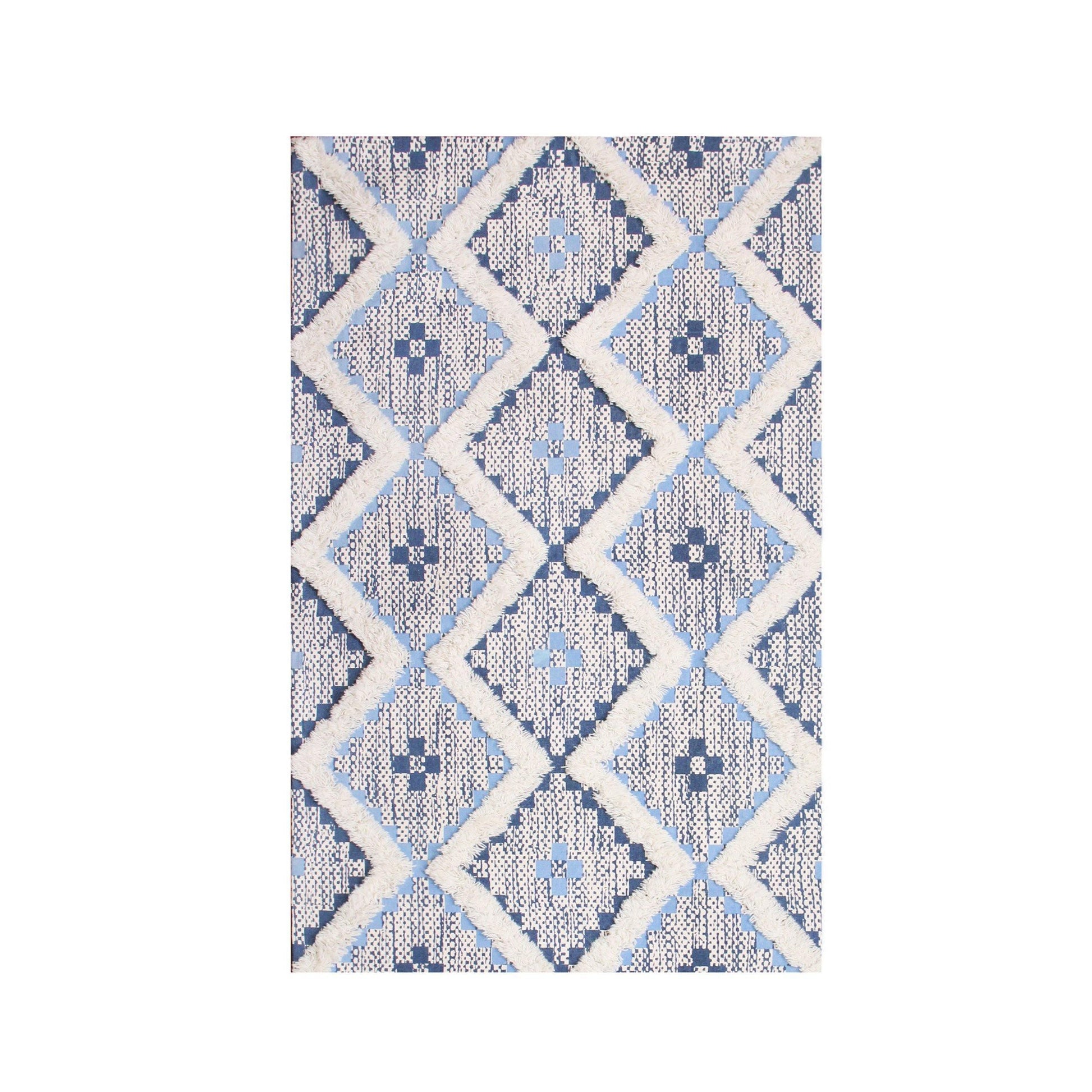 Talluah Hand-Tufted Cotton/Wool Textured Geometric Farmhouse Area Rug FredCo