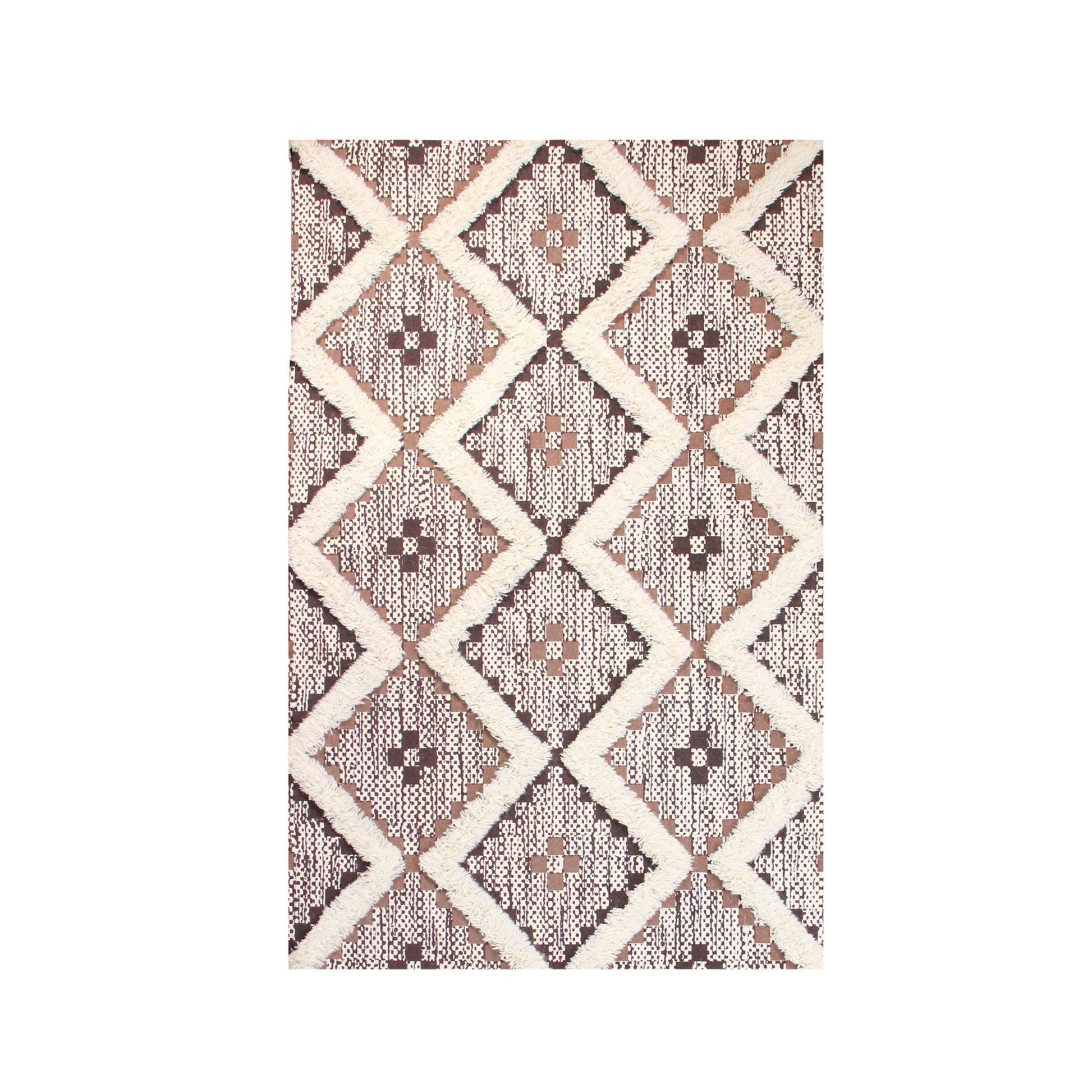 Talluah Hand-Tufted Cotton/Wool Textured Geometric Farmhouse Area Rug FredCo