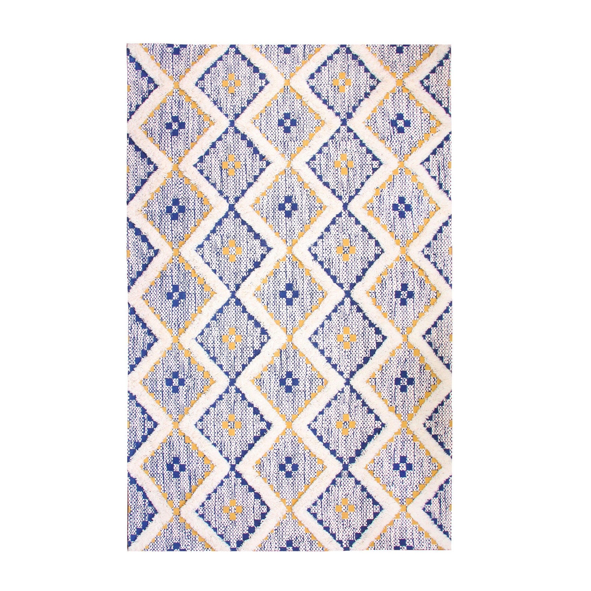 Talluah Hand-Tufted Cotton/Wool Textured Geometric Farmhouse Area Rug FredCo