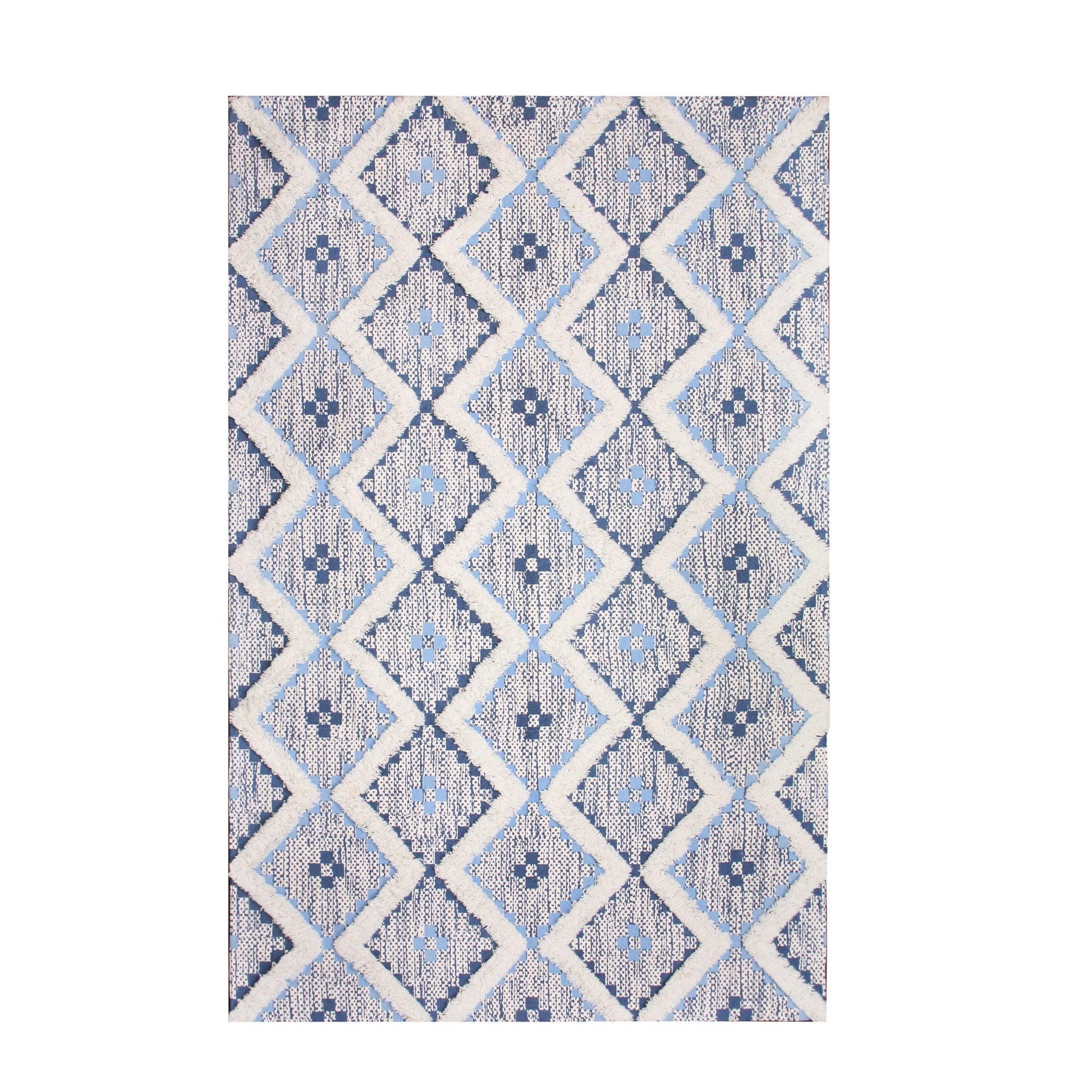 Talluah Hand-Tufted Cotton/Wool Textured Geometric Farmhouse Area Rug FredCo