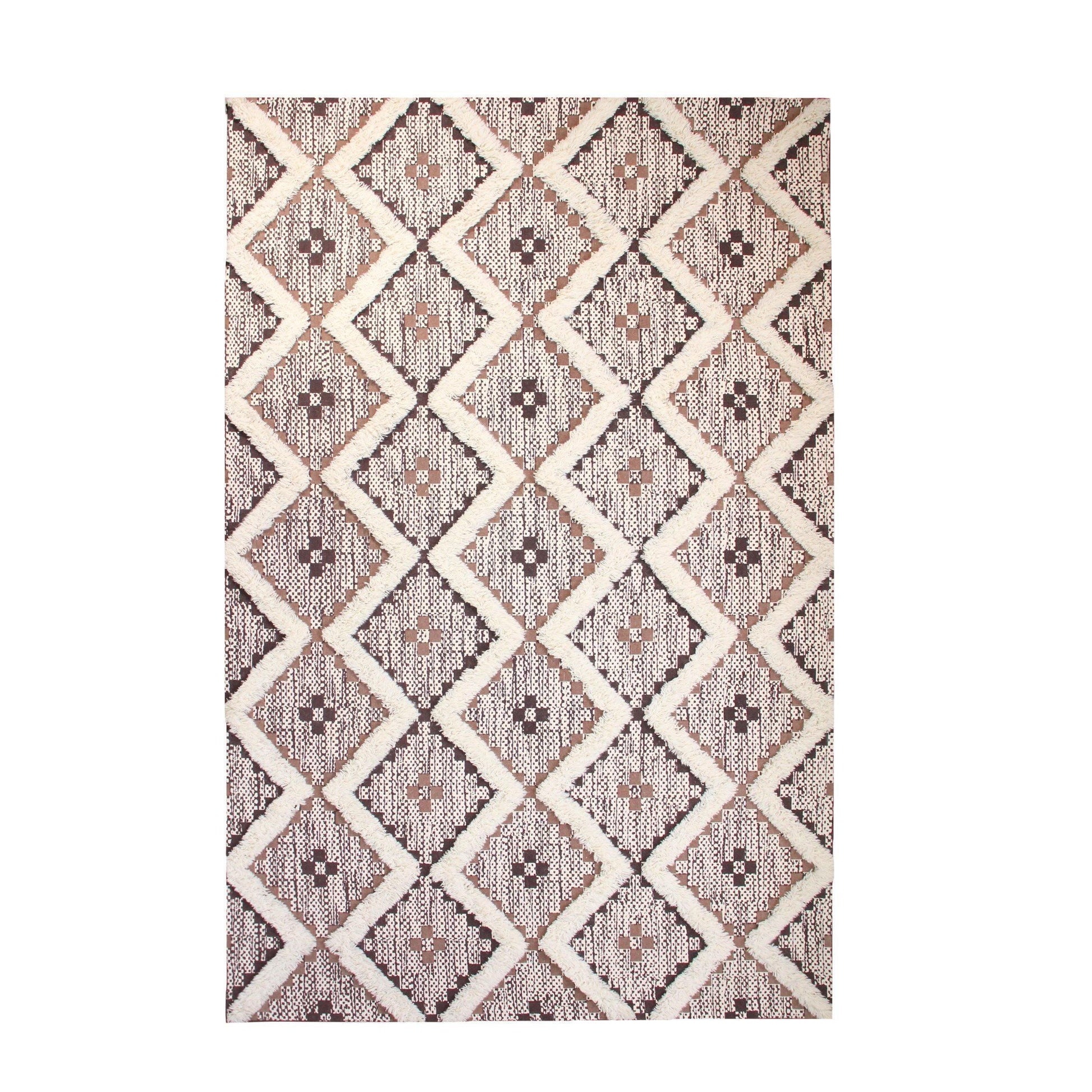 Talluah Hand-Tufted Cotton/Wool Textured Geometric Farmhouse Area Rug FredCo