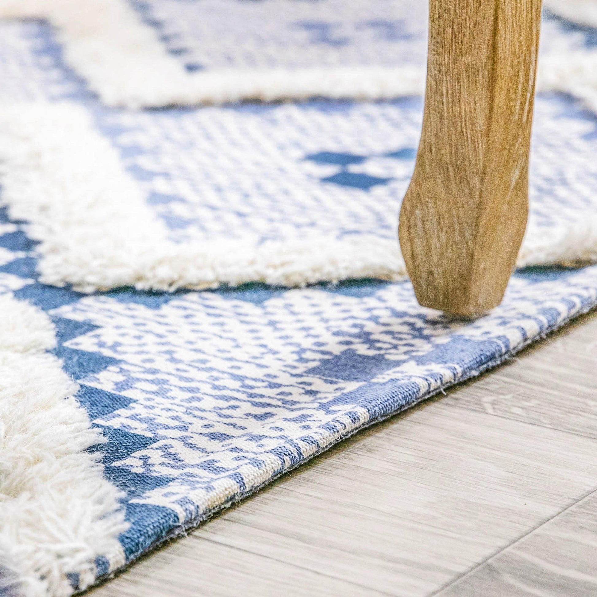 Talluah Hand-Tufted Cotton/Wool Textured Geometric Farmhouse Area Rug FredCo