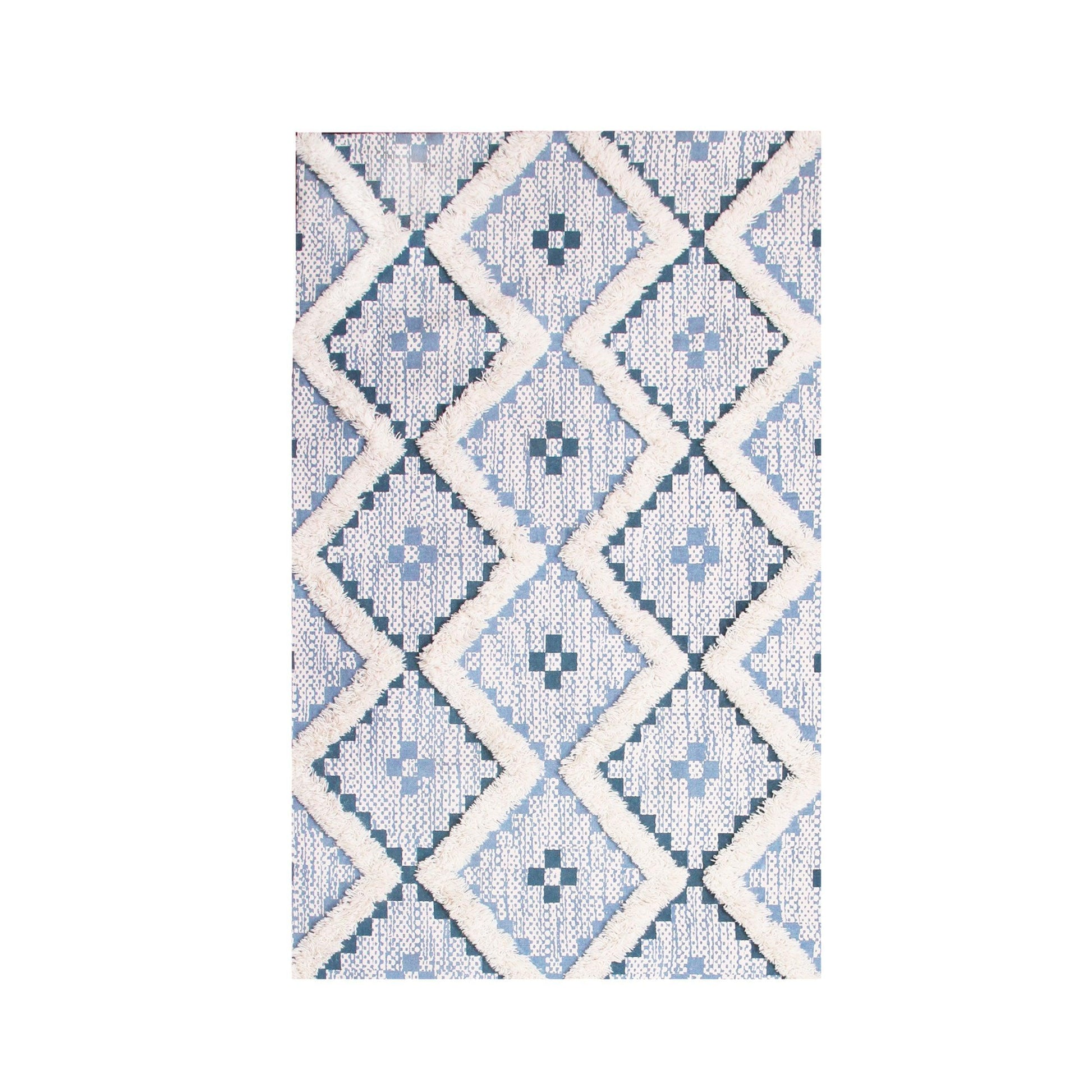 Talluah Hand-Tufted Cotton/Wool Textured Geometric Farmhouse Area Rug FredCo