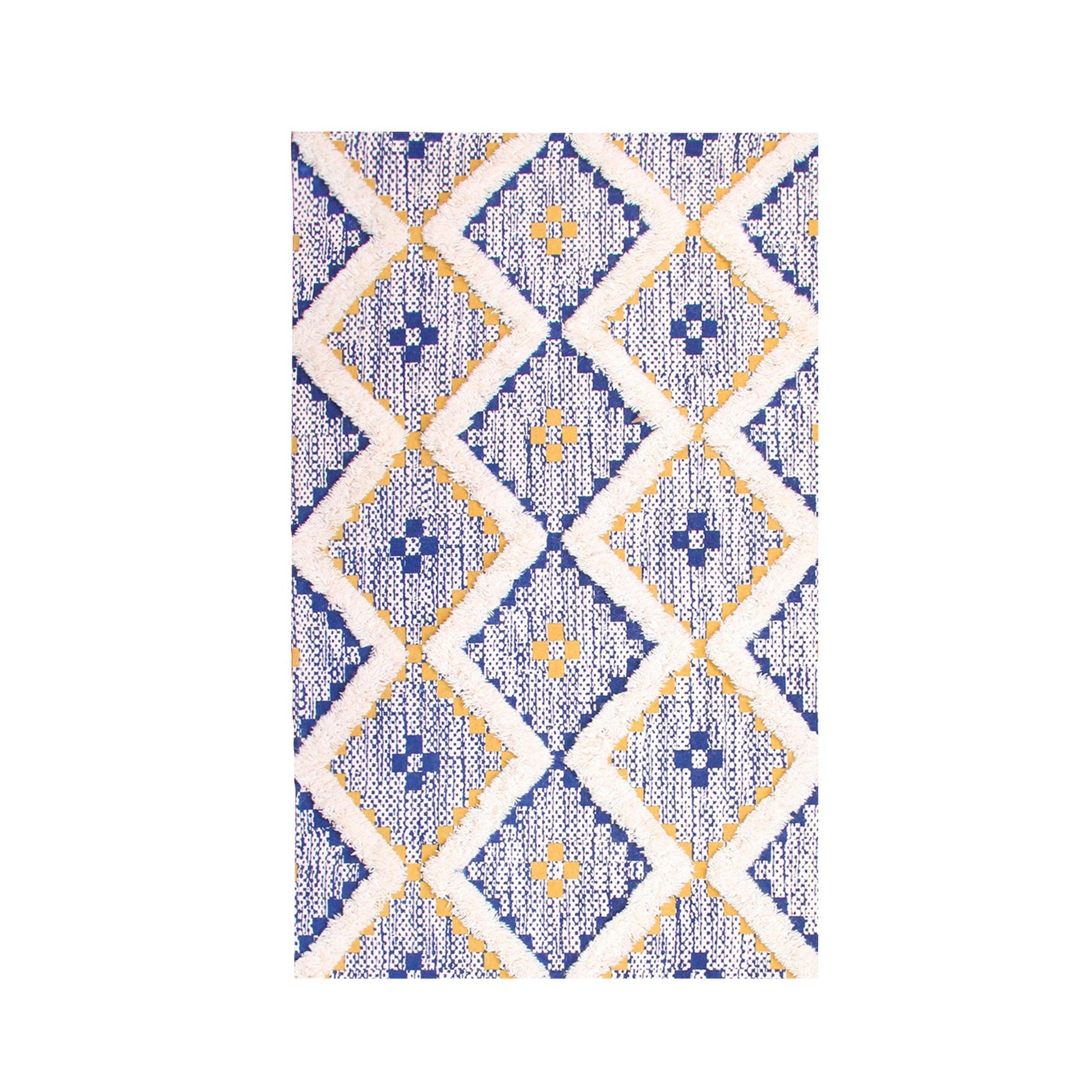 Talluah Hand-Tufted Cotton/Wool Textured Geometric Farmhouse Area Rug FredCo