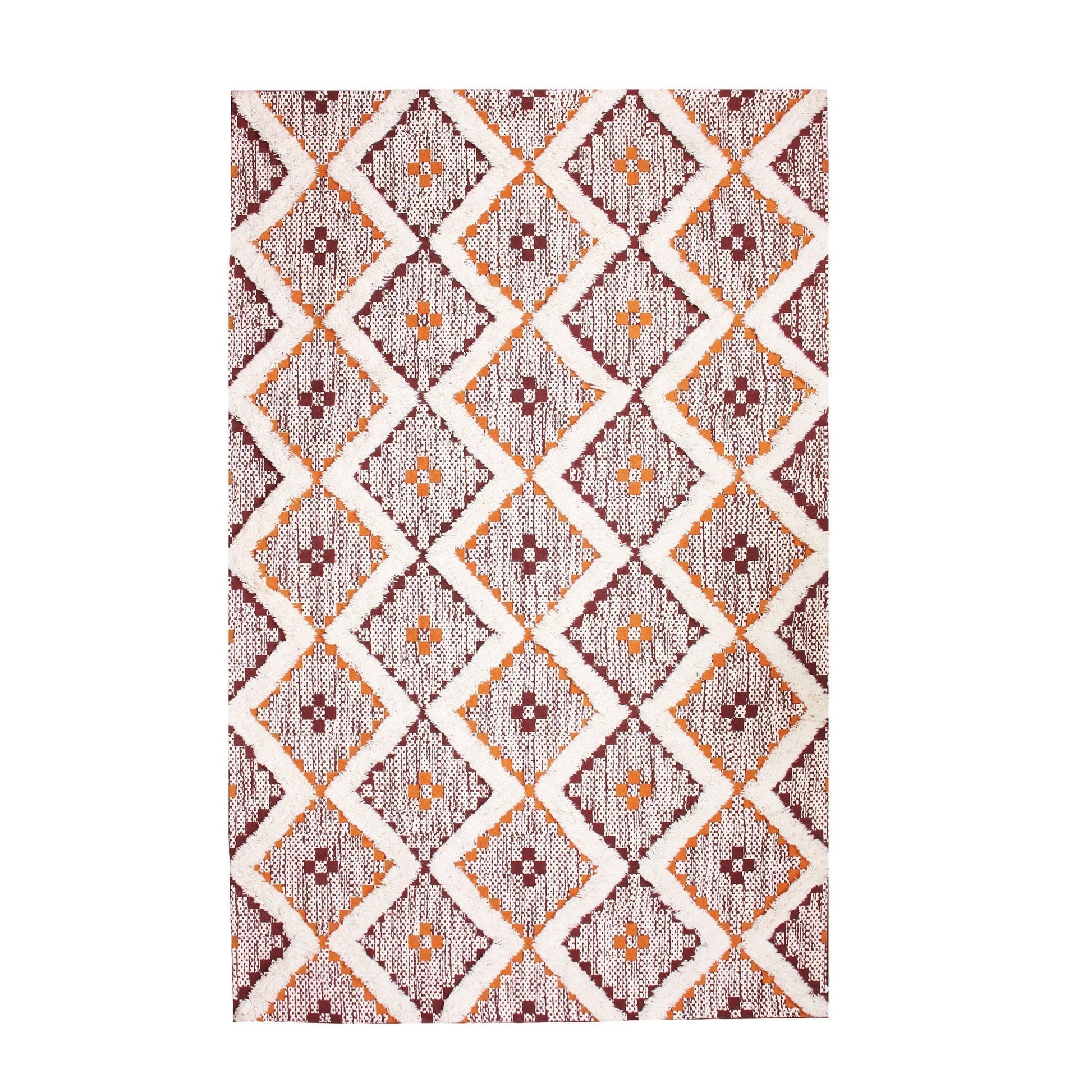 Talluah Hand-Tufted Cotton/Wool Textured Geometric Farmhouse Area Rug FredCo