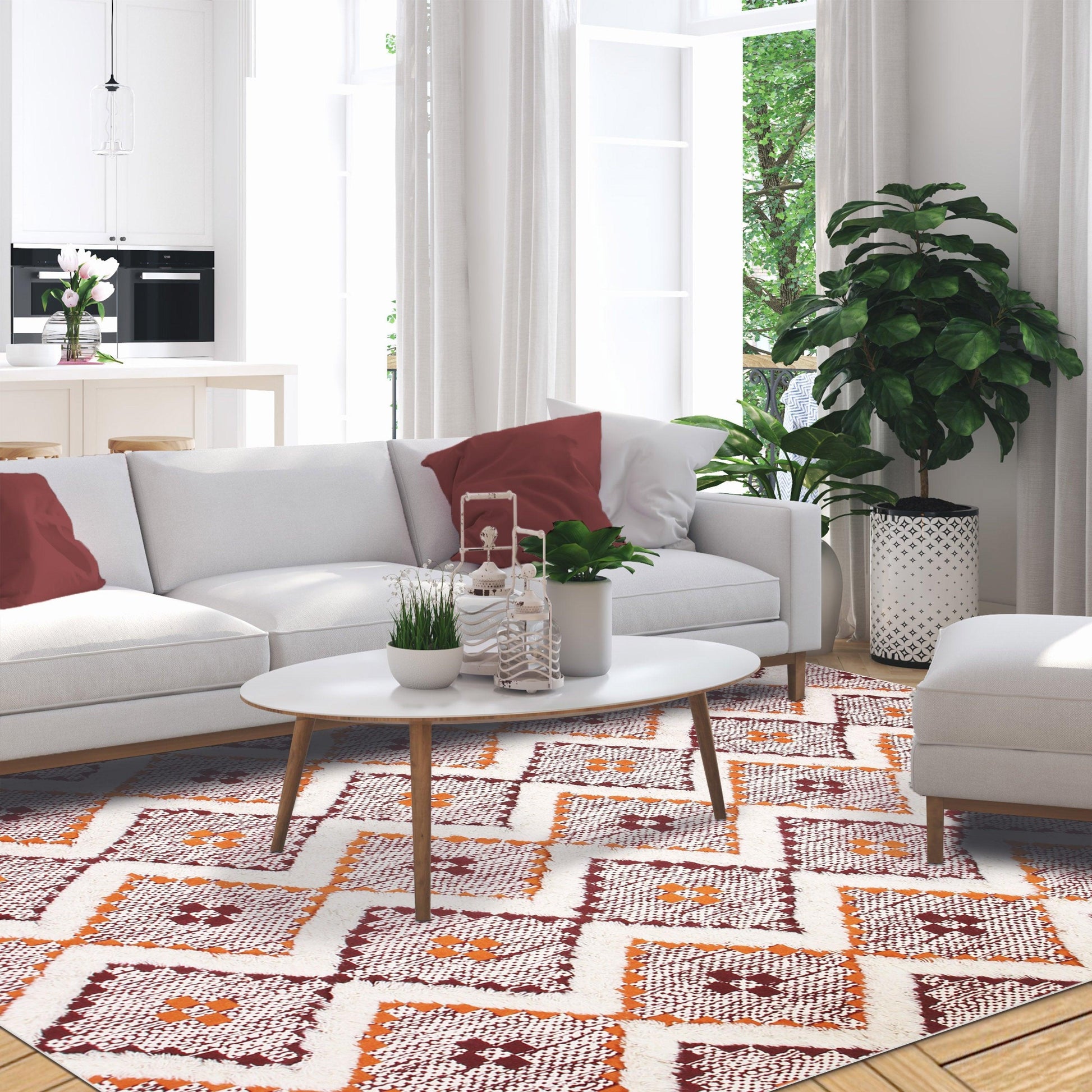 Talluah Hand-Tufted Cotton/Wool Textured Geometric Farmhouse Area Rug FredCo