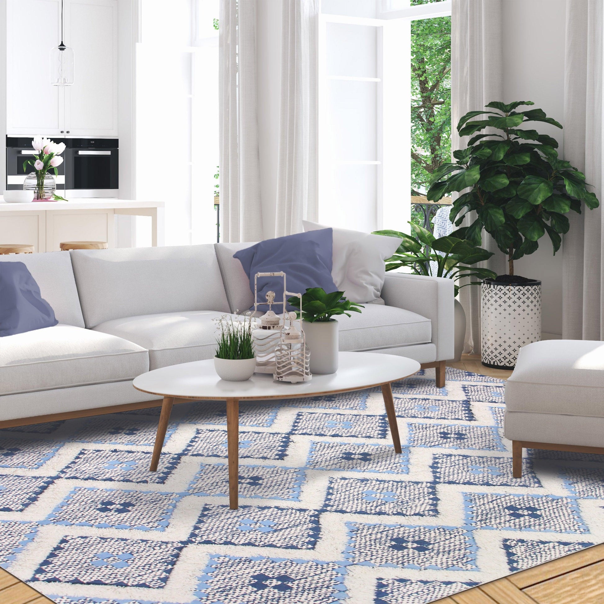 Talluah Hand-Tufted Cotton/Wool Textured Geometric Farmhouse Area Rug FredCo
