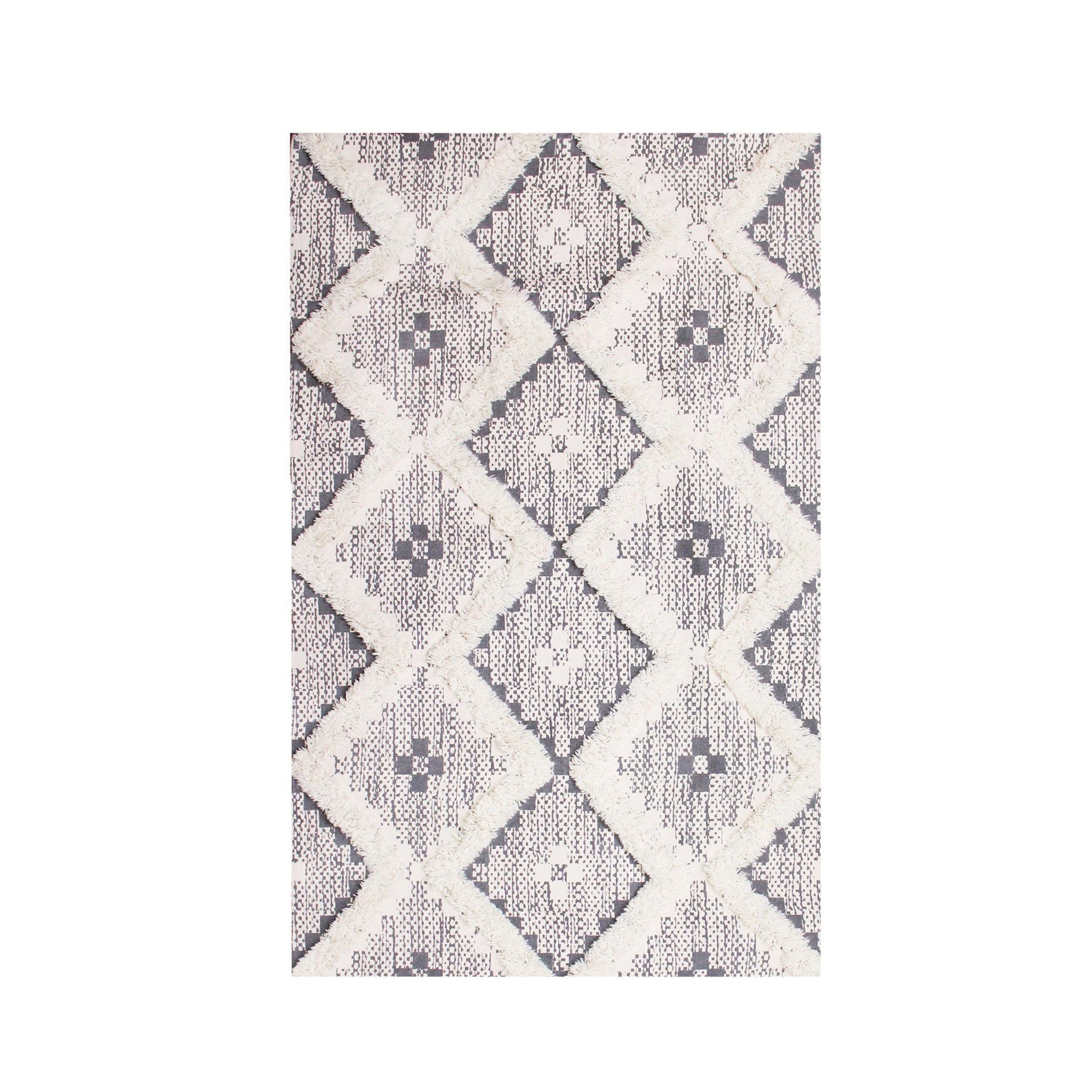 Talluah Hand-Tufted Cotton/Wool Textured Geometric Farmhouse Area Rug FredCo