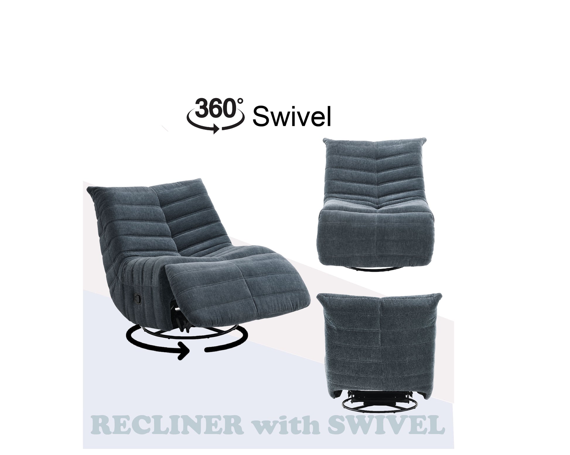 Talmon Shadow Chenille Glider Recliner with Swivel FredCo