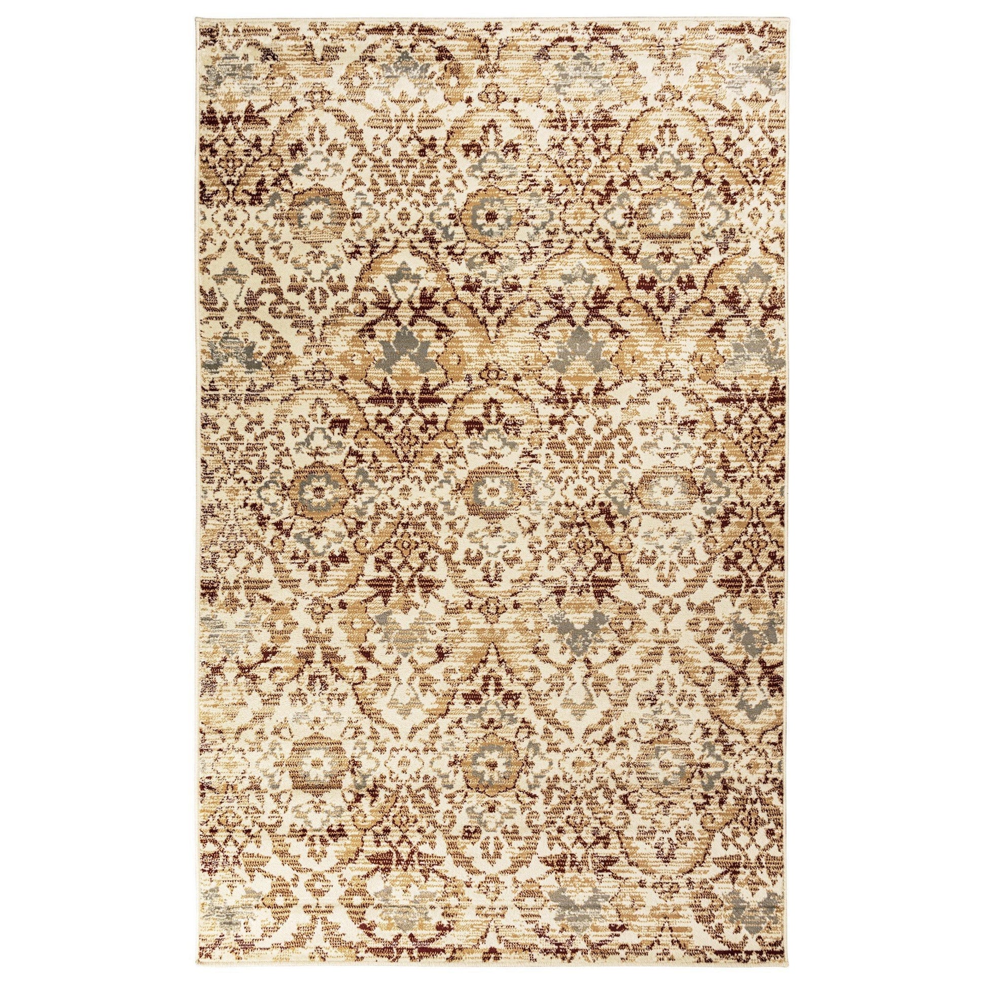 Tamara Mid-Century Contemporary Floral Damask Rug FredCo