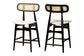 Tarana Mid-Century Modern Cream Fabric and Black Finished Wood 2-Piece Counter Stool Set FredCo