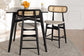 Tarana Mid-Century Modern Cream Fabric and Black Finished Wood 2-Piece Counter Stool Set FredCo