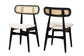 Tarana Mid-Century Modern Cream Fabric and Black Finished Wood 2-Piece Dining Chair Set FredCo