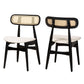 Tarana Mid-Century Modern Cream Fabric and Black Finished Wood 2-Piece Dining Chair Set FredCo