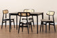 Tarana Mid-Century Modern Cream Fabric and Black Finished Wood 5-Piece Dining Set FredCo