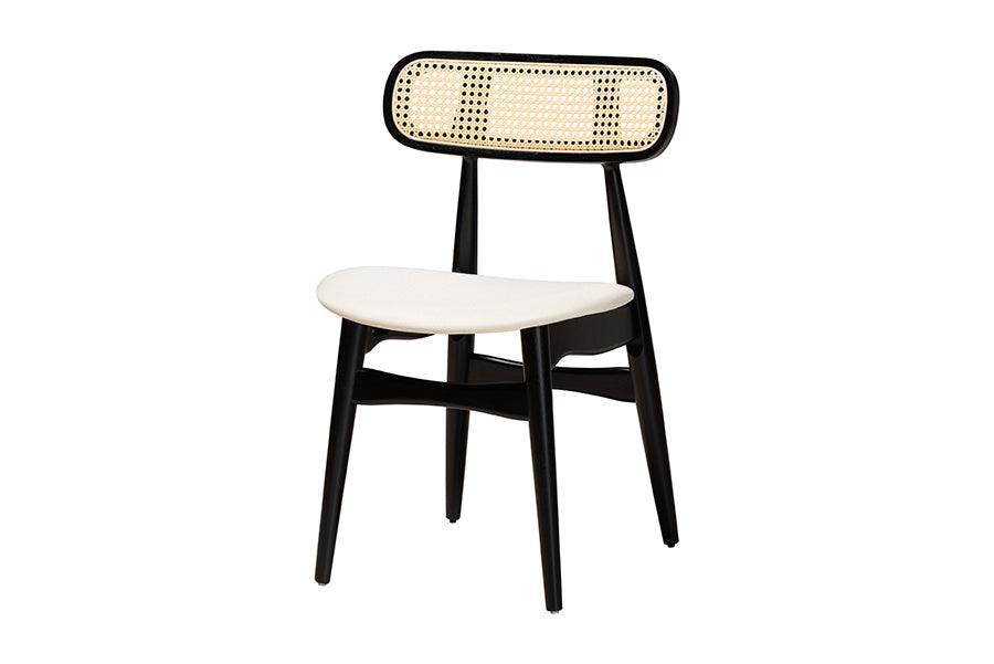 Tarana Mid-Century Modern Cream Fabric and Black Finished Wood 5-Piece Dining Set FredCo
