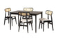 Tarana Mid-Century Modern Cream Fabric and Black Finished Wood 5-Piece Dining Set FredCo