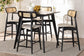 Tarana Mid-Century Modern Cream Fabric and Black Finished Wood 5-Piece Pub Set FredCo