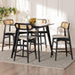 Tarana Mid-Century Modern Cream Fabric and Black Finished Wood 5-Piece Pub Set FredCo