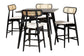 Tarana Mid-Century Modern Cream Fabric and Black Finished Wood 5-Piece Pub Set FredCo