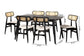 Tarana Mid-Century Modern Cream Fabric and Black Finished Wood 7-Piece Dining Set FredCo