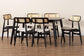 Tarana Mid-Century Modern Cream Fabric and Black Finished Wood 7-Piece Dining Set FredCo
