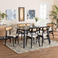 Tarana Mid-Century Modern Cream Fabric and Black Finished Wood 7-Piece Dining Set FredCo