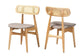 Tarana Mid-Century Modern Grey Fabric and Natural Oak Finished Wood 2-Piece Dining Chair Set FredCo
