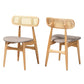 Tarana Mid-Century Modern Grey Fabric and Natural Oak Finished Wood 2-Piece Dining Chair Set FredCo