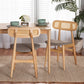 Tarana Mid-Century Modern Grey Fabric and Natural Oak Finished Wood 2-Piece Dining Chair Set FredCo