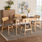 Tarana Mid-Century Modern Grey Fabric and Natural Oak Finished Wood 5-Piece Dining Set FredCo