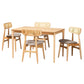 Tarana Mid-Century Modern Grey Fabric and Natural Oak Finished Wood 5-Piece Dining Set FredCo