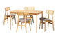 Tarana Mid-Century Modern Grey Fabric and Natural Oak Finished Wood 5-Piece Dining Set FredCo