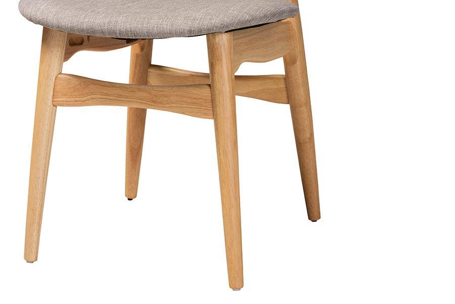 Tarana Mid-Century Modern Grey Fabric and Natural Oak Finished Wood 7-Piece Dining Set FredCo