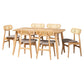 Tarana Mid-Century Modern Grey Fabric and Natural Oak Finished Wood 7-Piece Dining Set FredCo
