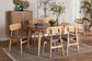 Tarana Mid-Century Modern Grey Fabric and Natural Oak Finished Wood 7-Piece Dining Set FredCo