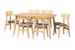 Tarana Mid-Century Modern Grey Fabric and Natural Oak Finished Wood 7-Piece Dining Set FredCo