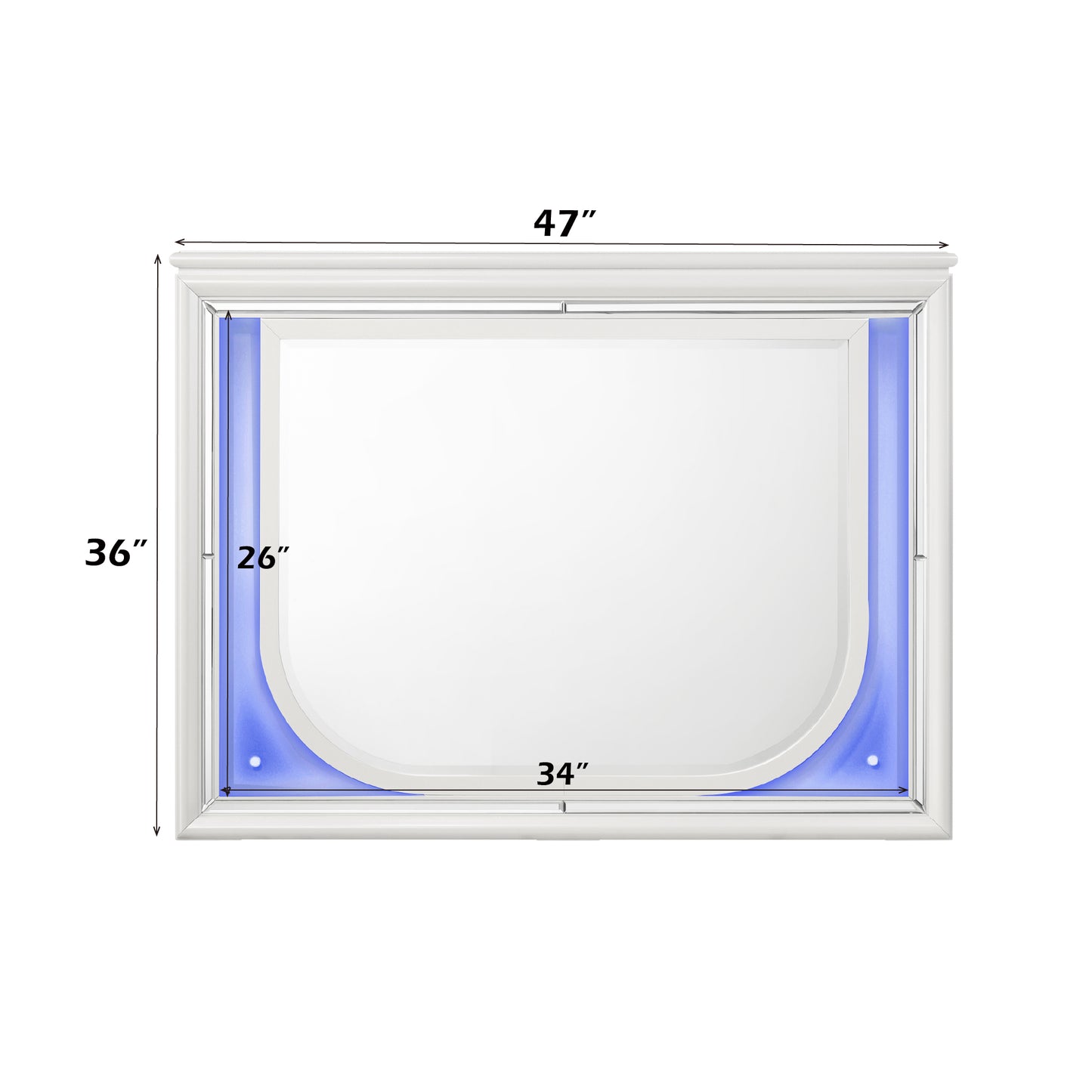 Tarian Pearl White Finish Mirror W/Led FredCo