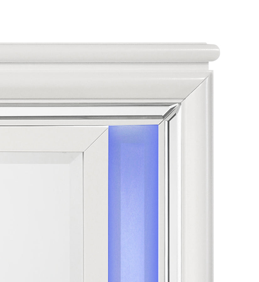 Tarian Pearl White Finish Mirror W/Led FredCo