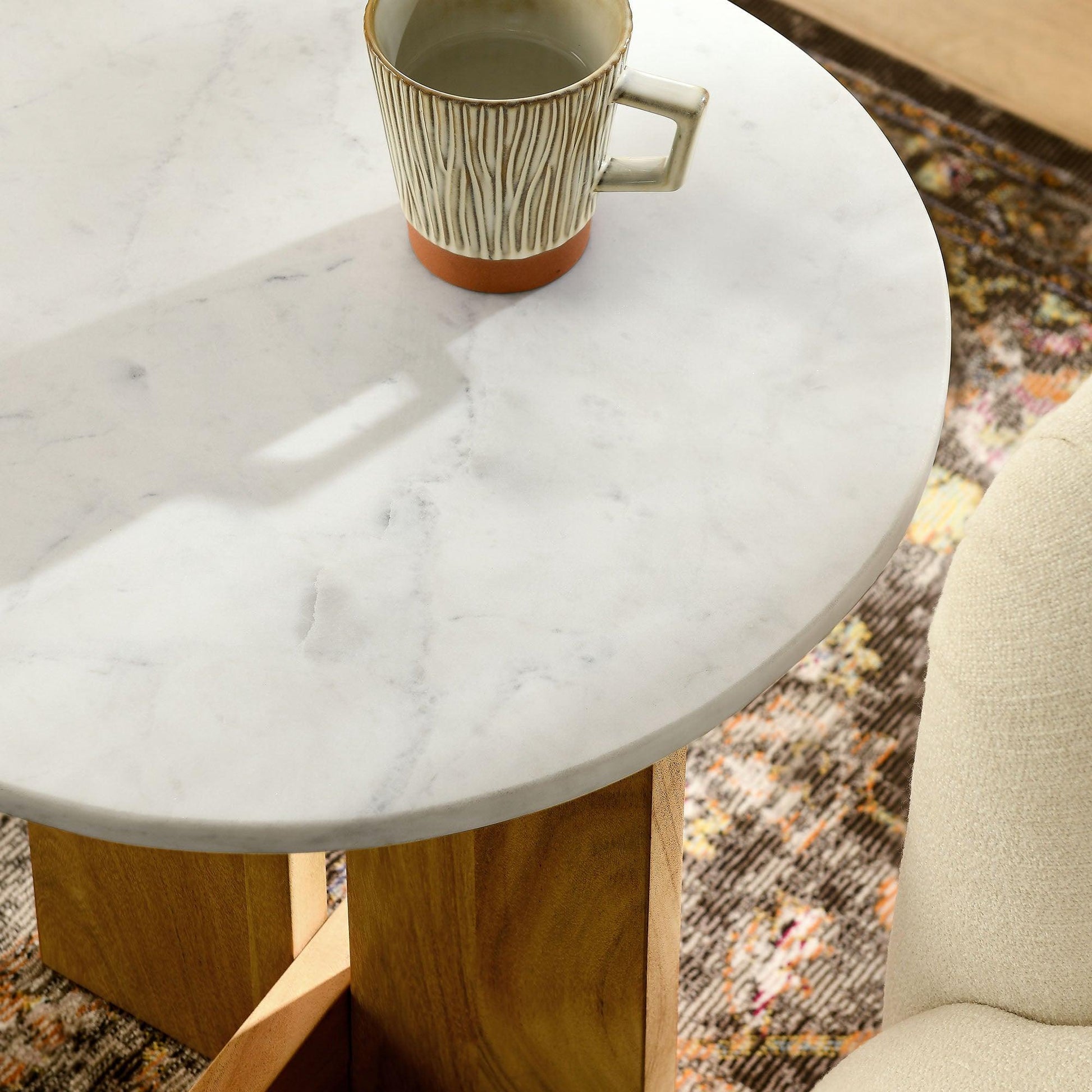 Tarin Acacia Wood and Marble Side Table by Modway EEI-7141 FredCo