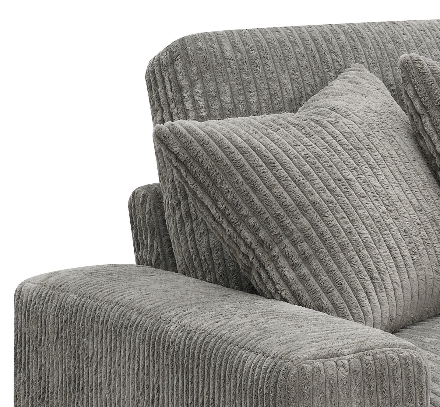 Tavia Gray Corduroy Reversible Sectional Sofa W/6 Pillows FredCo