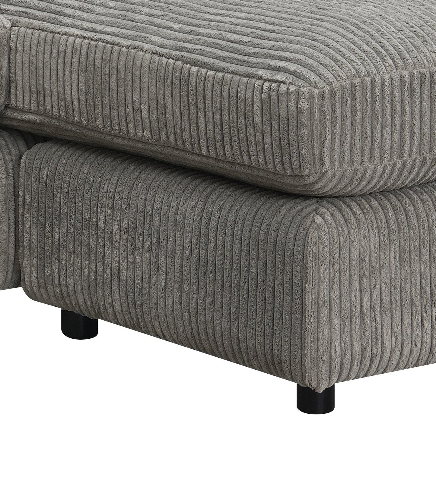 Tavia Gray Corduroy Reversible Sectional Sofa W/6 Pillows FredCo