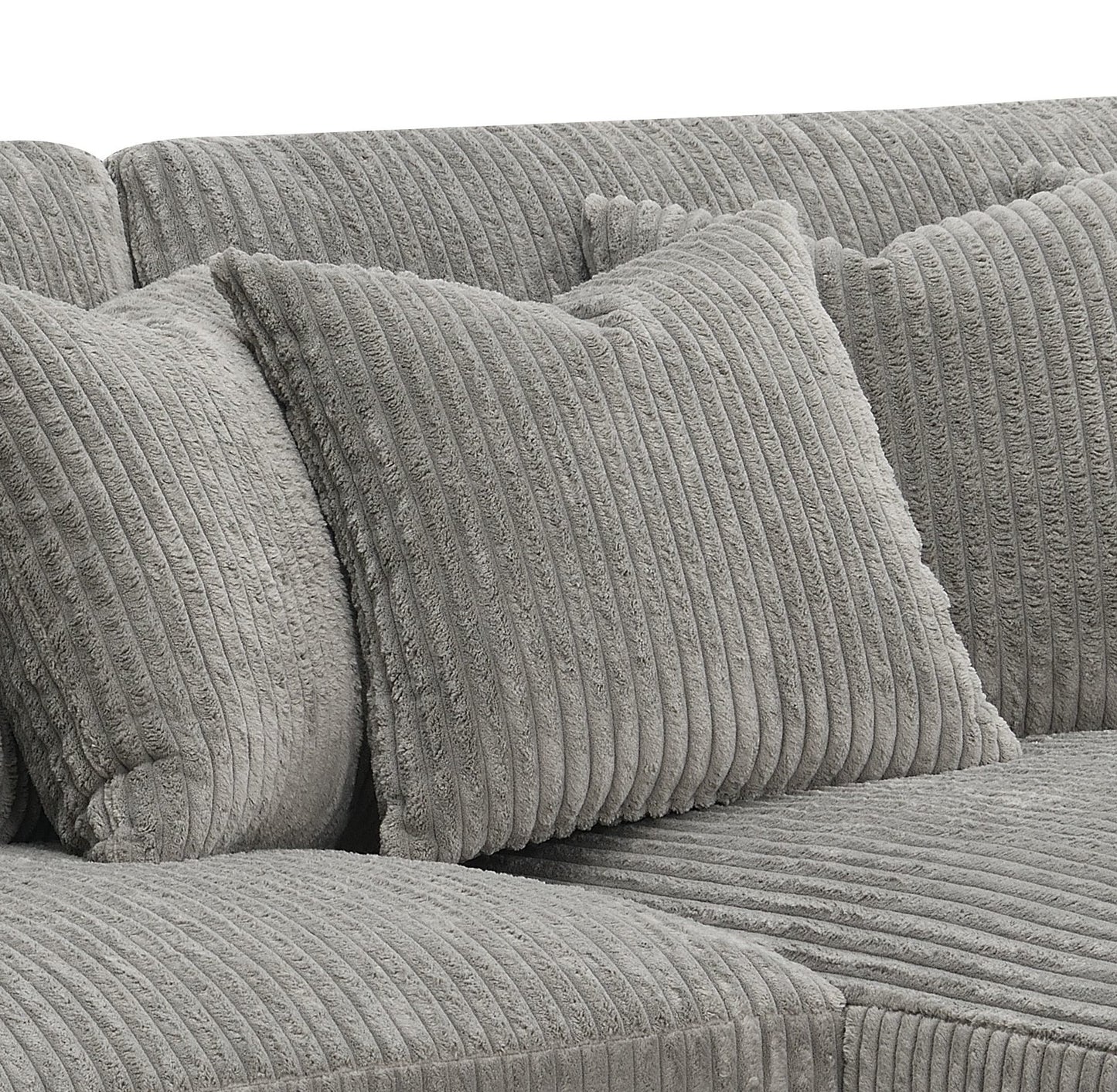 Tavia Gray Corduroy Reversible Sectional Sofa W/6 Pillows FredCo
