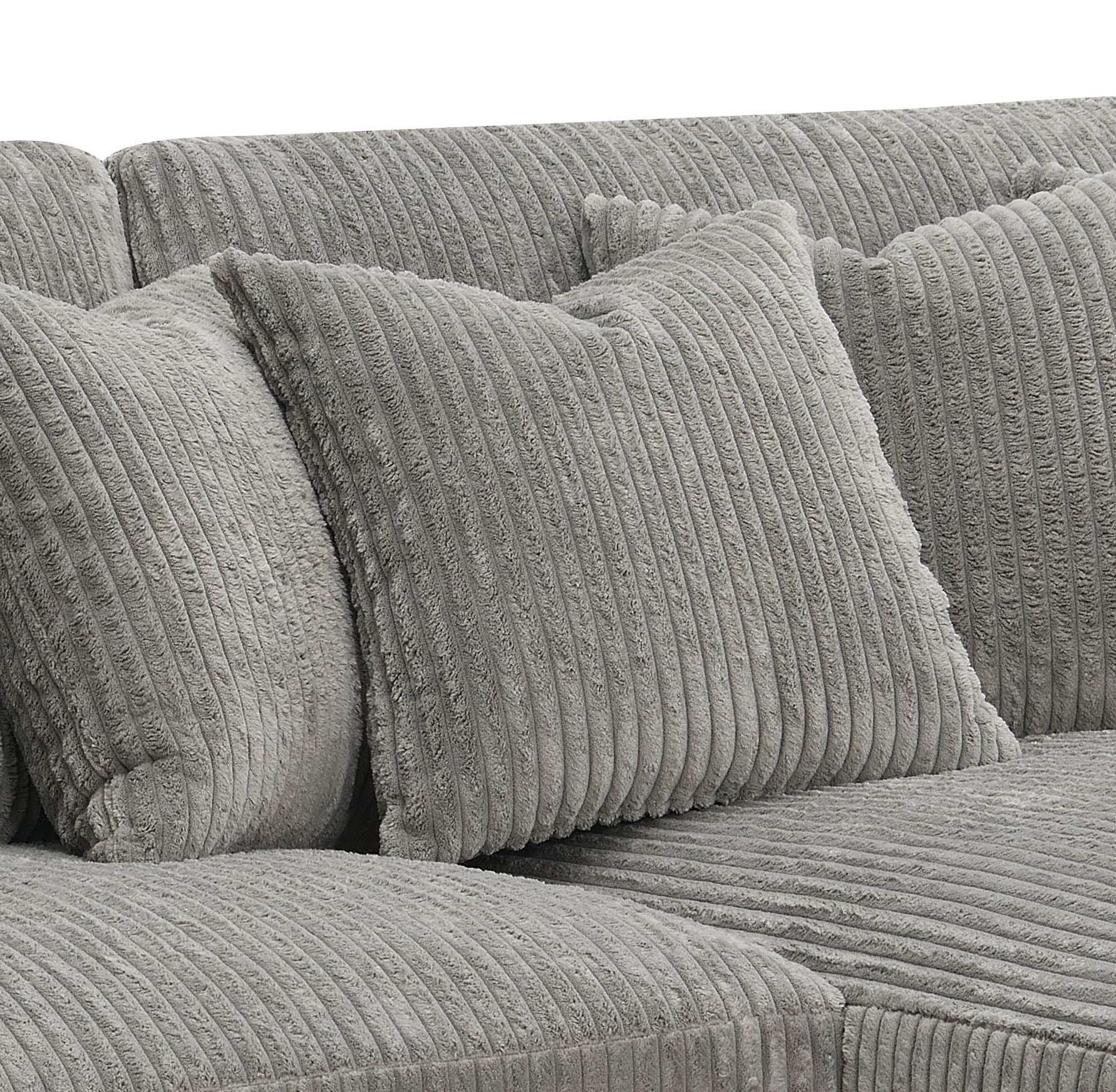Tavia Gray Corduroy Reversible Sectional Sofa W/6 Pillows FredCo