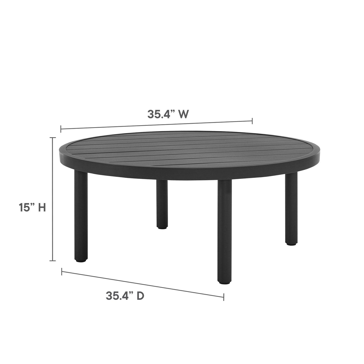 Terrace 35" Outdoor Patio Aluminum Round Coffee Table by Modway FredCo