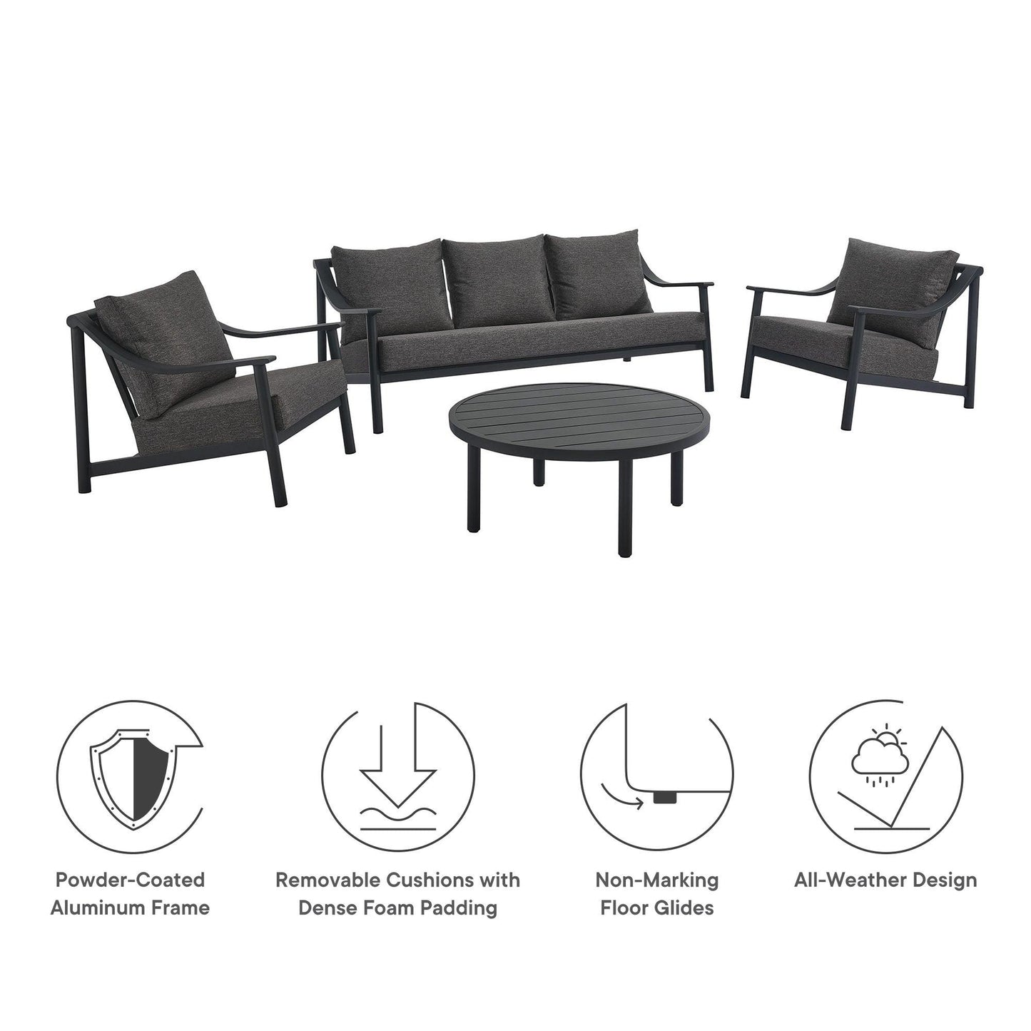 Terrace 4-Piece Outdoor Patio Aluminum Furniture Set by Modway FredCo