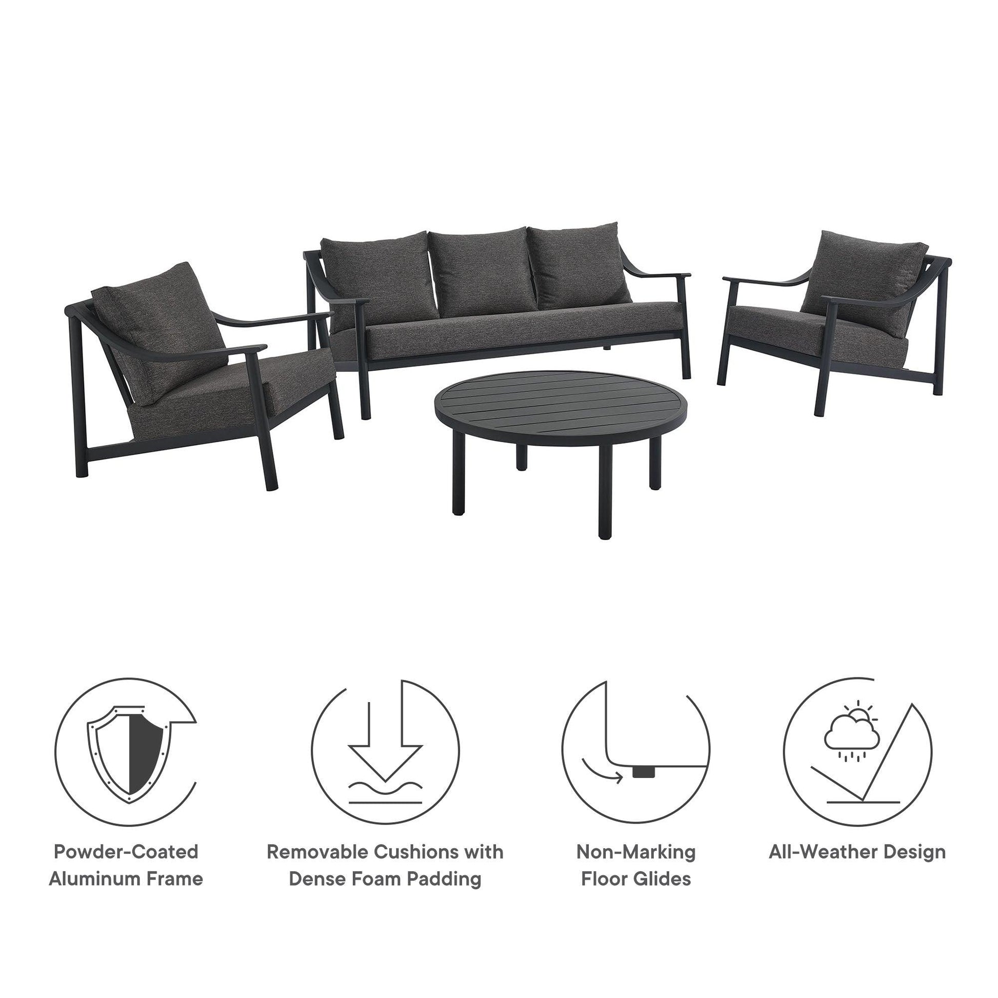 Terrace 4-Piece Outdoor Patio Aluminum Furniture Set by Modway FredCo
