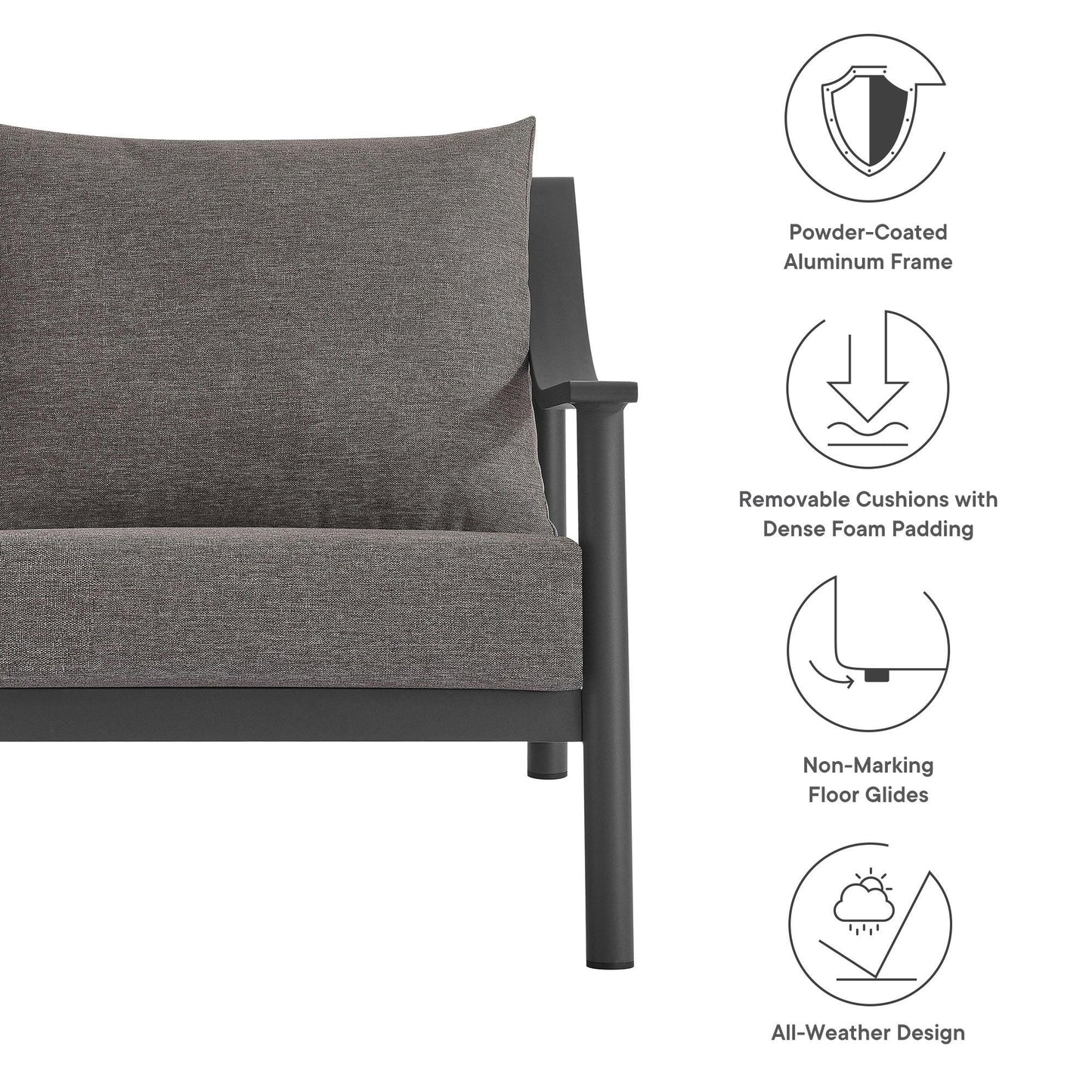 Terrace Outdoor Patio Aluminum Accent Armchair by Modway FredCo